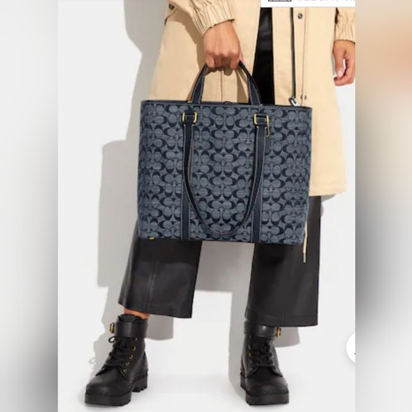 🎀NWT Coach Hudson Double Handle Tote In Signature Chambray 💖 - Picture 10 of 12